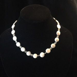 Coin pearl and silver necklace